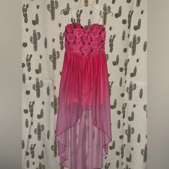 Strapless Pink Floral Dress - Picture 2 of 5